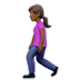 🚶🏾‍♀️ woman walking: medium-dark skin tone display on Apple